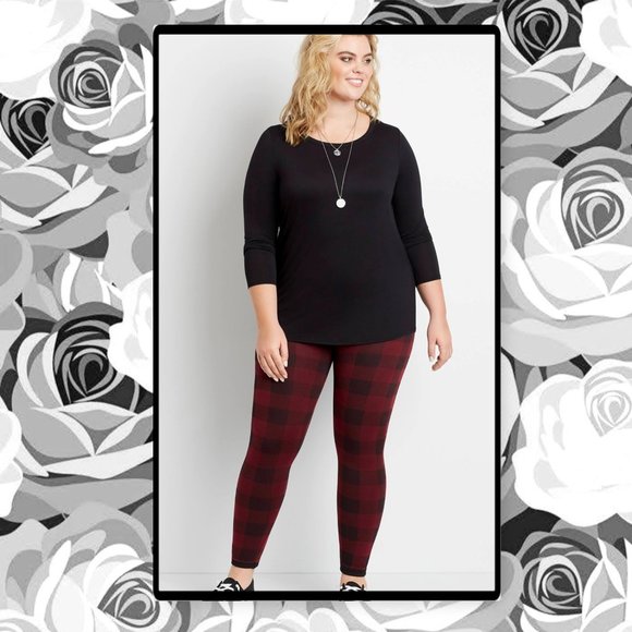 Maurices Plus Size Buffalo Plaid Fleece Leggings 2X - Picture 2 of 8